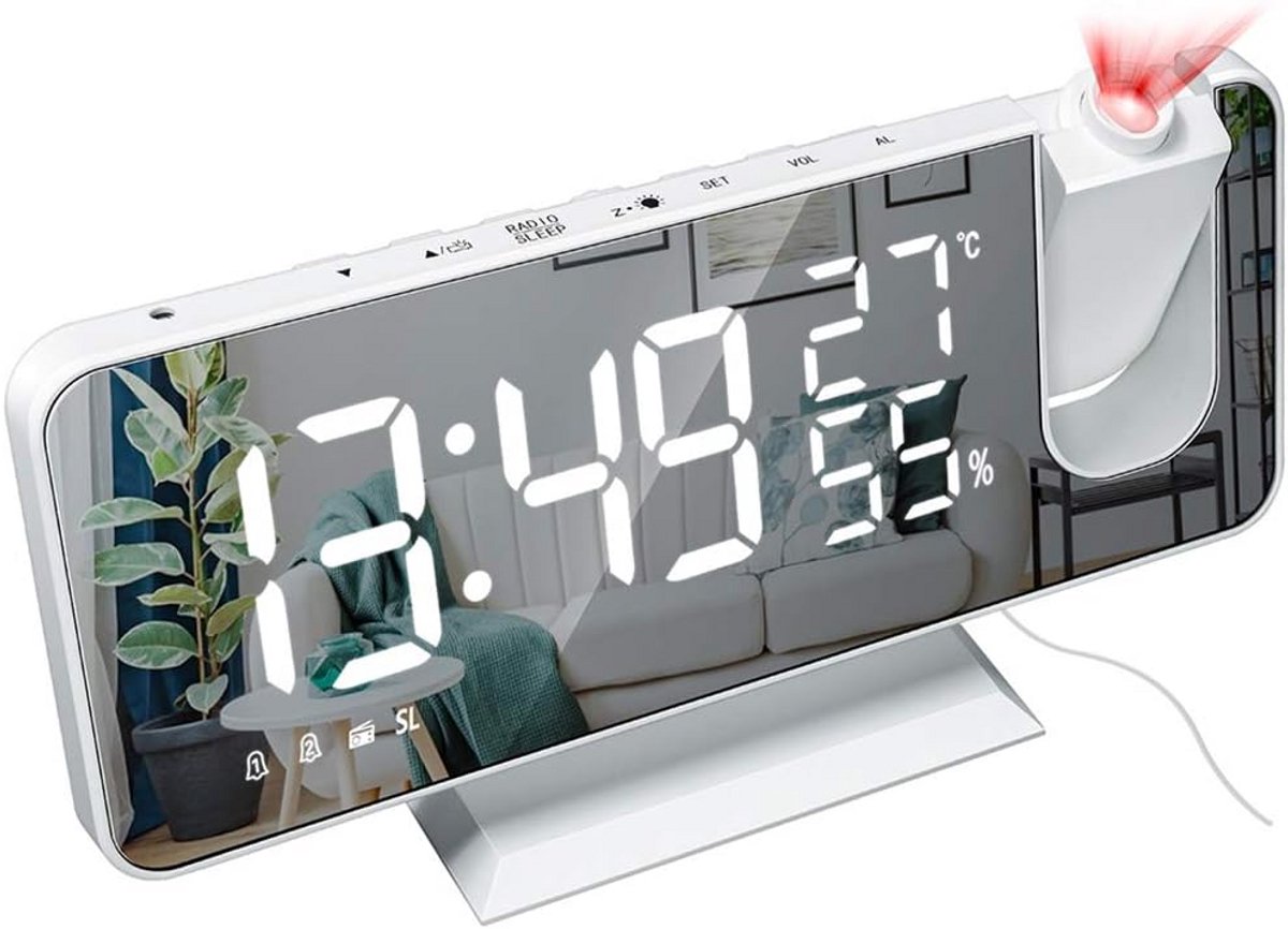 Digitale Wekker met Projectie en FM Radio - Groot Display