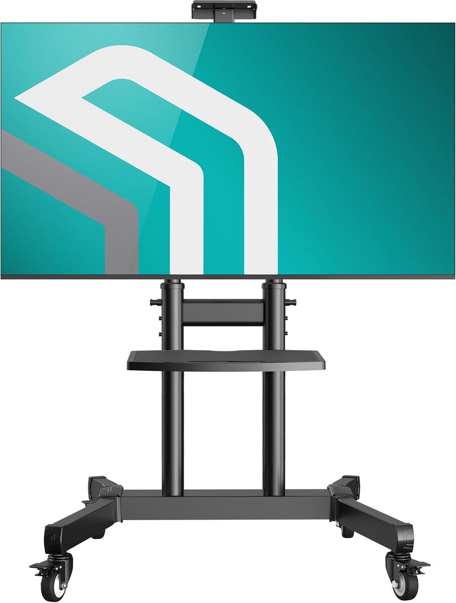 Mobiele TV Standard voor 50-90 Inch Schermen met Wielen - Televisie Stand voor Maximaal 90kg en VESA 800x600
