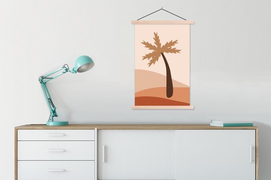 Porte-affiche avec affiche 60x90 cm - Affiche scolaire - Été - Palmier - Pastel - Affiche textile - Lattes vierges