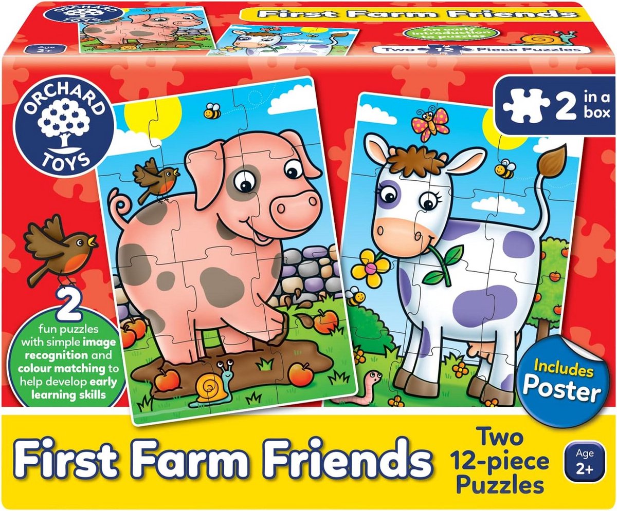 2-in-1 Boerderij Puzzels voor Peuters (12 Stuks) - Ontwikkeling Hand-Oogcoördinatie