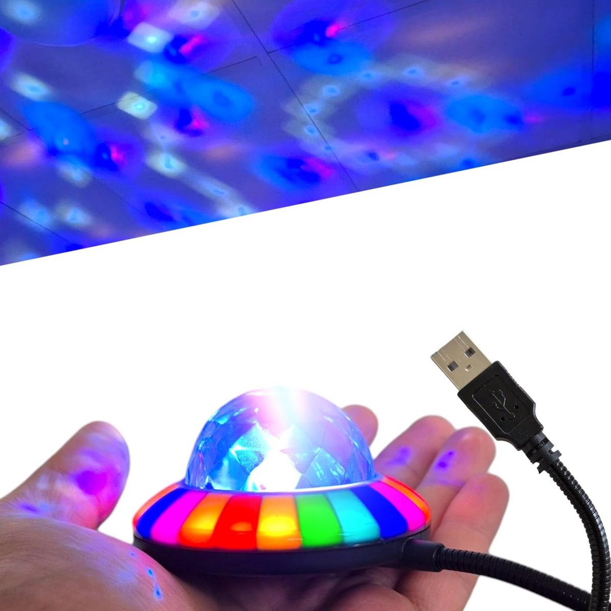 Muziekgestuurde USB Discobal met 5 Lichteffecten - Draagbare Partyverlichting