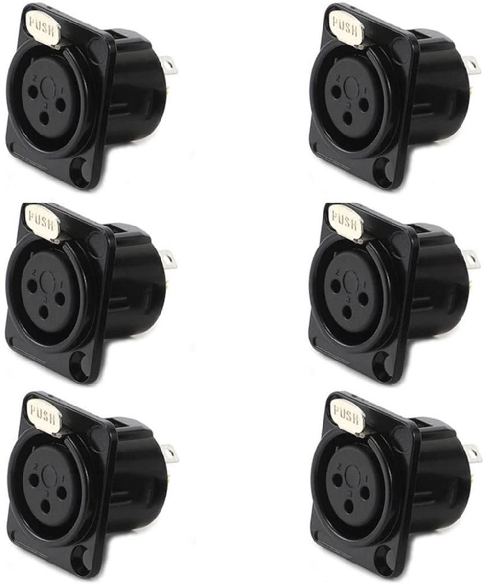 XLR Female Jack 3 Pin Paneelmontage Connectoren - 6 Stuks