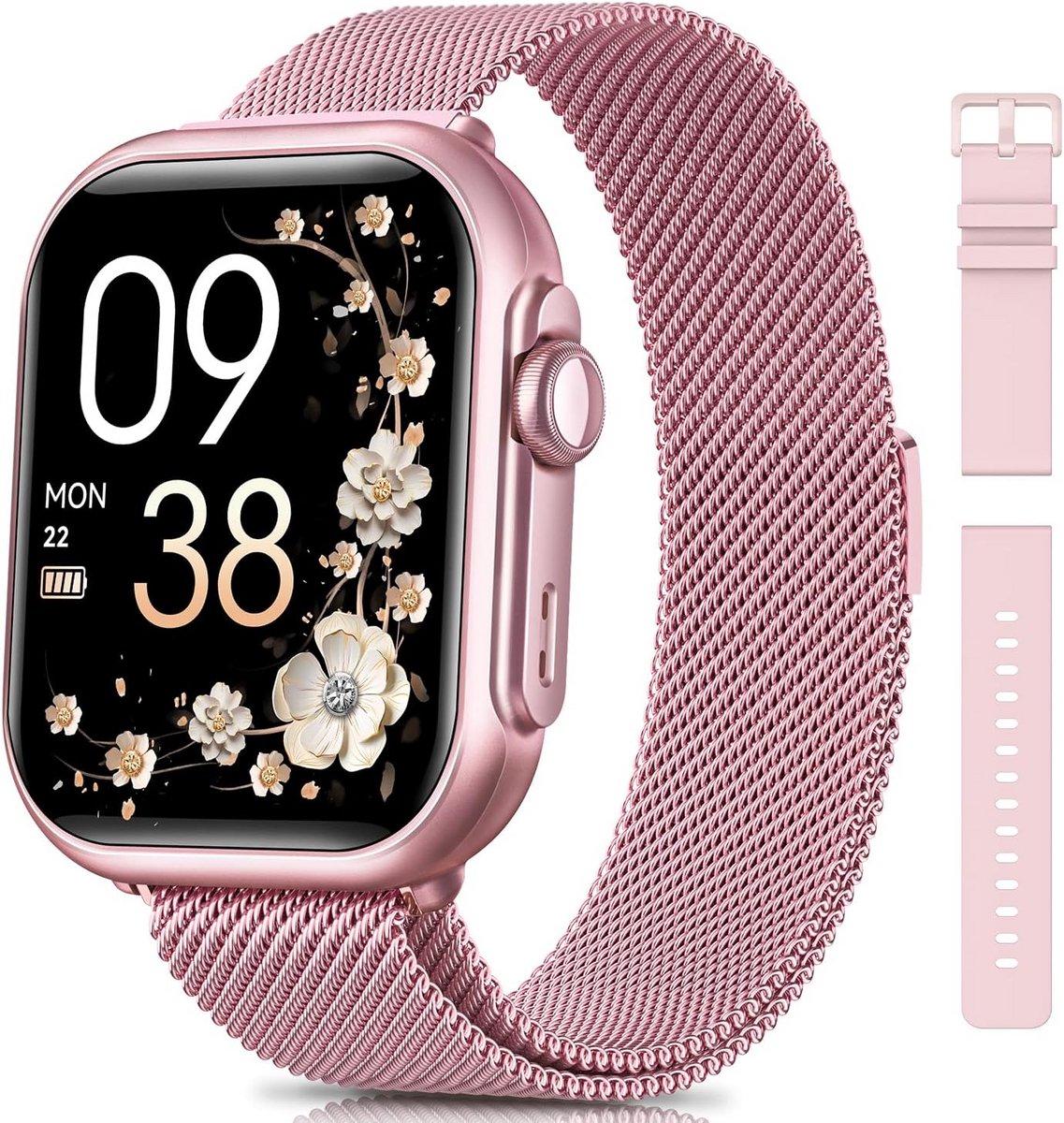 Smartwatch Dames met 100 Dagen Stand-by, Telefoongesprekken, Hartslag & SpO2 Monitoring, IP68 Fitness Horloge