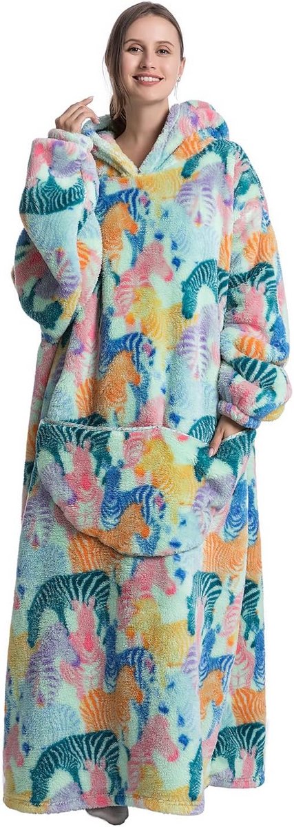 Oversized hoodie deken - Extra lange, zachte en warme fleece capuchon deken voor volwassenen