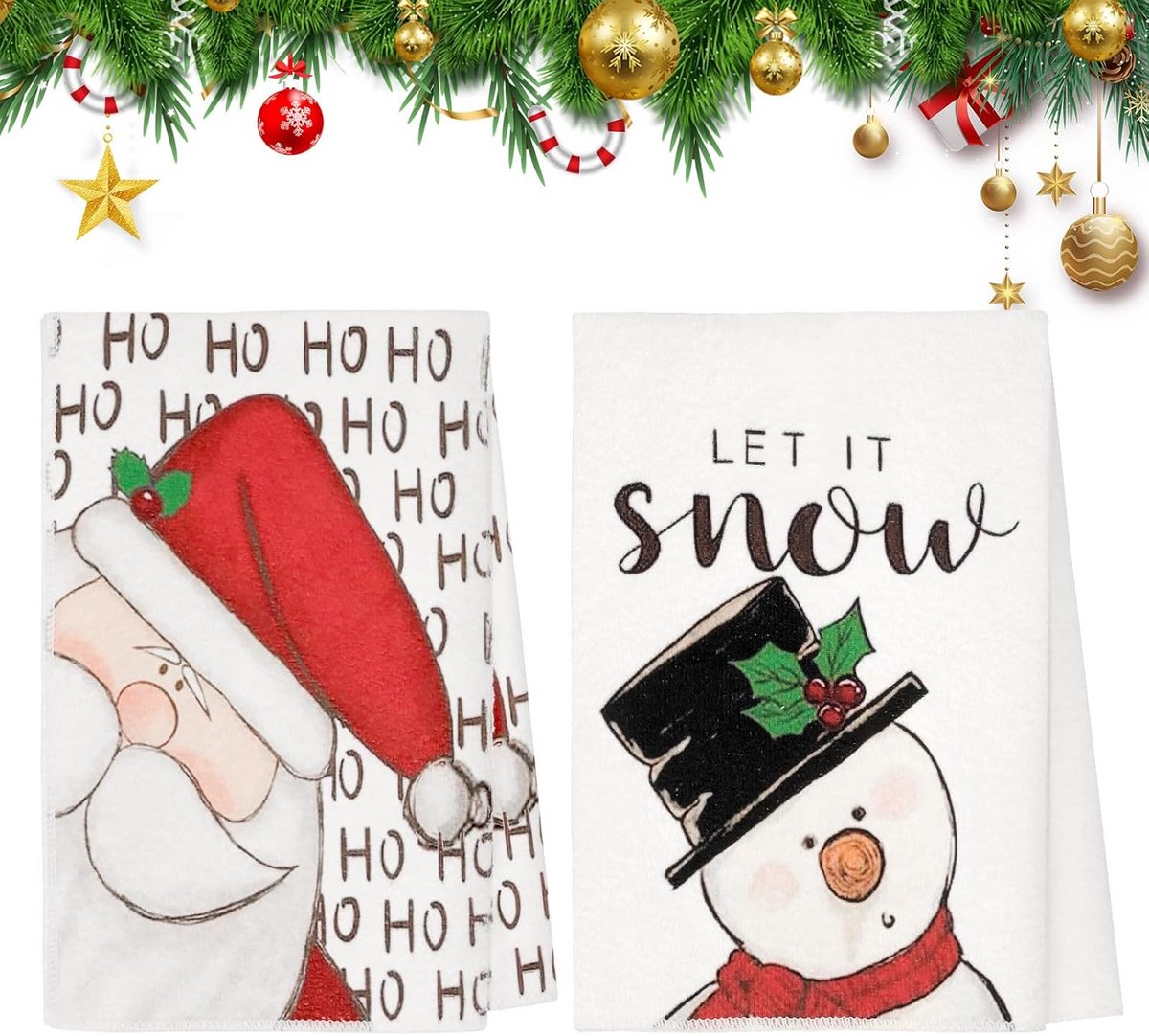 Set Theedoeken Kerst - Absorberende Keukendoeken met Feestelijke Kerstprint