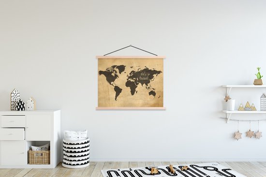 Décoration murale - Wereldkaart - Voyages - Vintage - Affiche scolaire - 120x90 cm