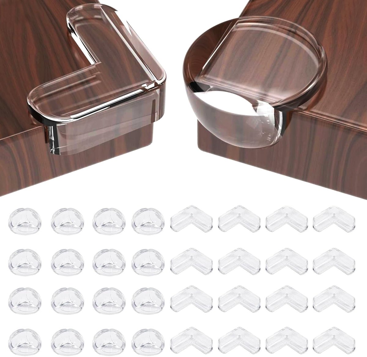 IMPERATORIS® Hoekbeschermers - Tafelkanten Bescherming - Baby Veiligheid - Transparant Siliconen - Zelfklevend - Stootkussens voor Meubels - 32 Stuks - Transparente