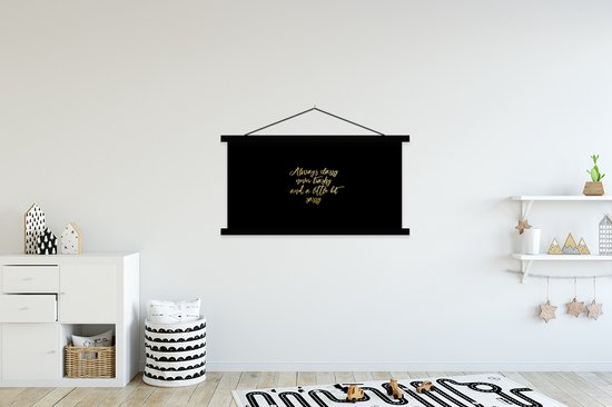 Porte-affiche avec affiche - Affiche scolaire - Citations - Or - Zwart - 150x75 cm - Lattes noires