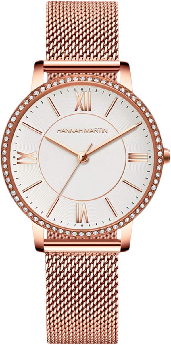 Elegante Dameshorloge met Diamanten en RVS Mesh Band