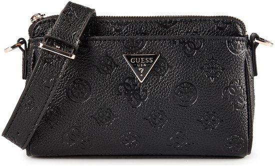 GUESS schoudertas Cresidia II Mini Xbody Top Zip Bag Black Logo zwart