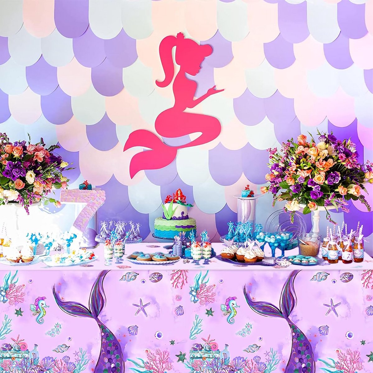 Zeemeermin Tafelkleden Set van 3 - 220 x 130 cm voor Feestdecoratie