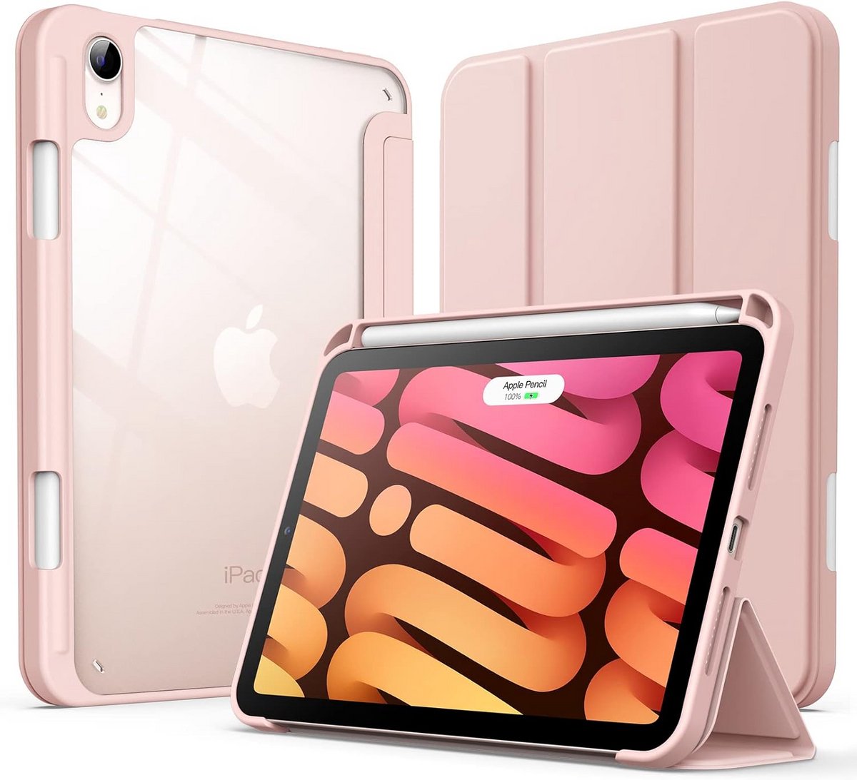Folie Case voor iPad mini met Pencil Houder en Duidelijke Achterkant - Stijlvol en Dun