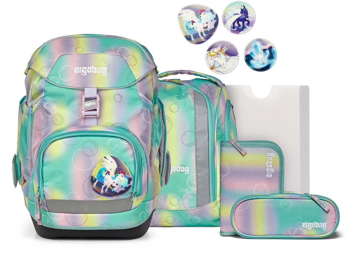 ergobag Schooltas Reflex Glow-Edition Pack-Set 6-delig ZauBärwelt Turquoise