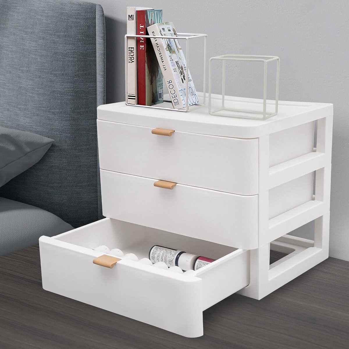 3-laags ladebox bureau organizer wit plastic opbergdoos voor thuis en kantoor