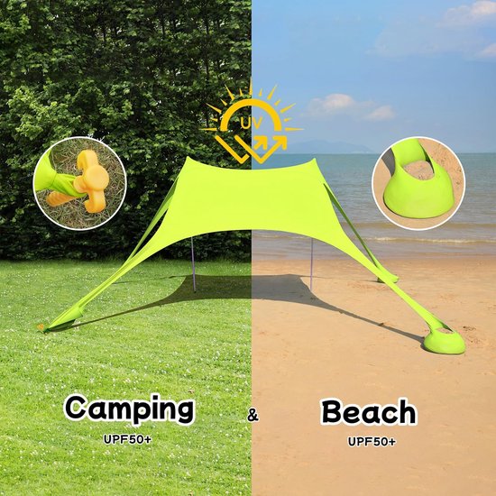 Grote UV-werende Strandtent met Luifel voor 3-4 Personen - Draagbaar en Lichtgewicht van Merkloos — afbeelding 2