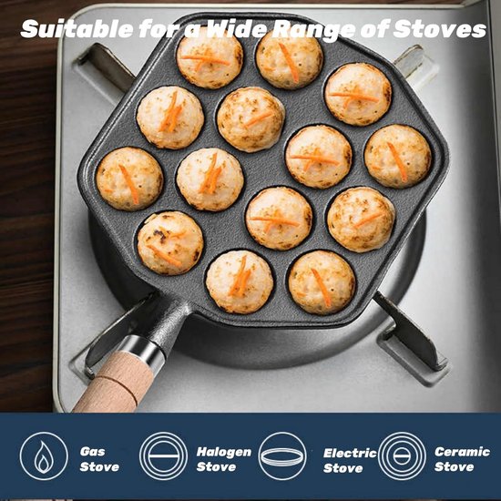 Takoyaki-pan met 14 gaten, vermijd het plakken van de