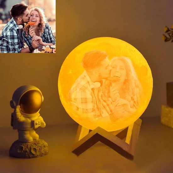 3/16 Kleuren 3D Geprinte Maanlamp - Personaliseerbaar Nachtlampje met Foto - LED Maanlicht Cadeau 10 cm — afbeelding 4
