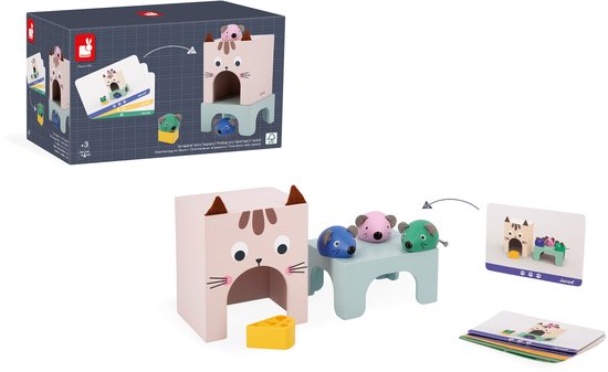 Janod - Educatief Spel - Je Oriëntatie Vinden In Een Ruimte - Educatief En Schattig Kat-En-Muisspel - Helpt Het Ruimtelijk Inzicht Te Bevorderen Terwijl Je Plezier Hebt - Geschikt Vanaf 3 Jaar van Janod — afbeelding 5
