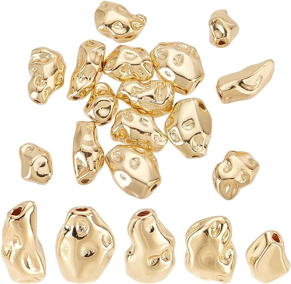 Ronte - Gouden kralen set voor DIY sieraden maken met 5 stijlen, 20 stuks, inclusief Twist Spacer kralen en connectorkralen - 14K verguld metaal.