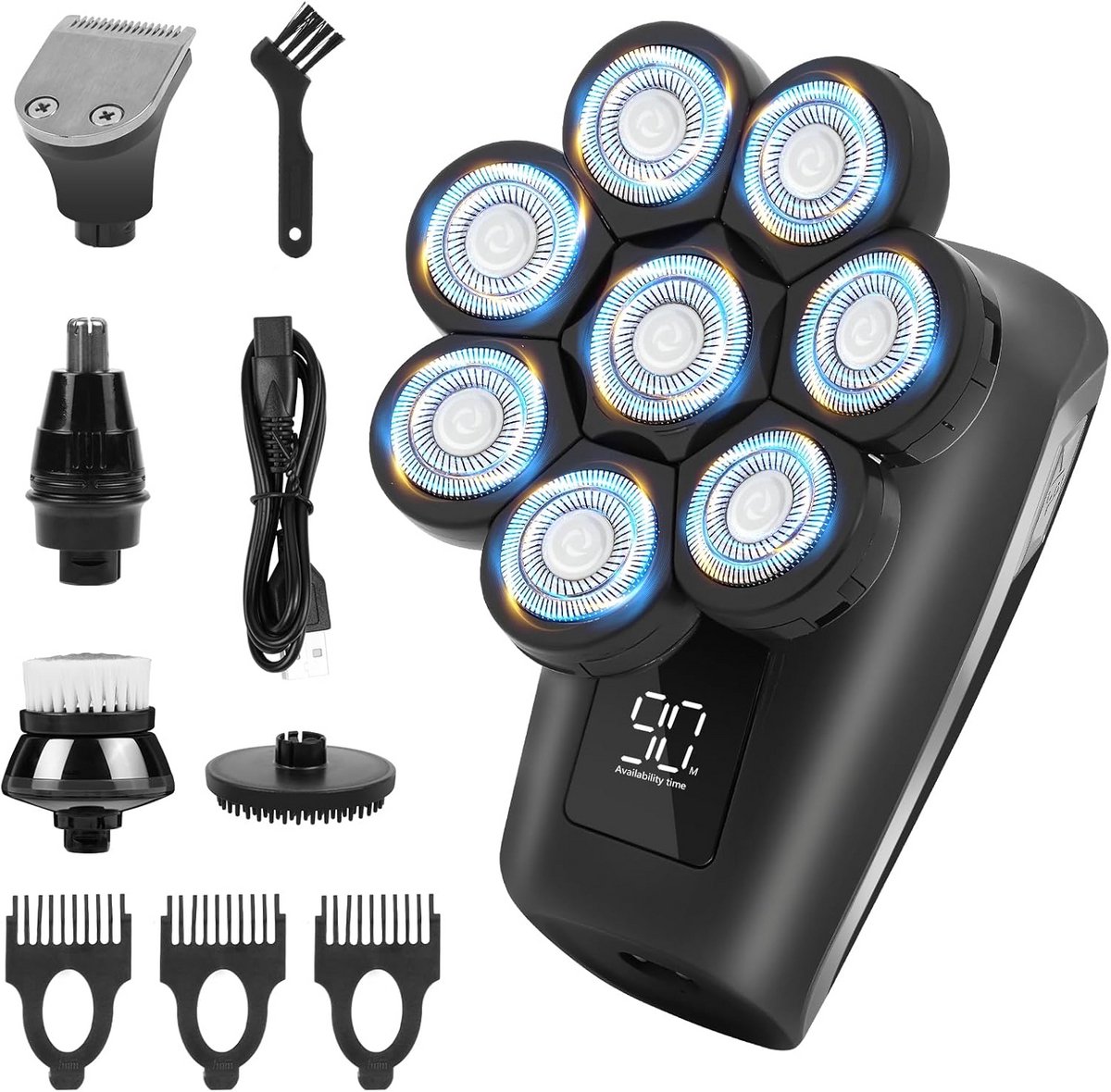 Oplaadbaar Elektrisch Scheerapparaat Heren 8D Flexibel voor Kaal Scheren IPX6 Waterdicht
