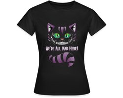 Grijnzende Kat We’re All Mad Here T-Shirt Dames