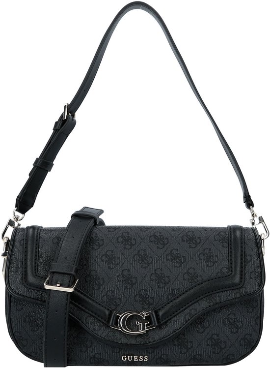 GUESS sac à épaule Dea Flap Shoulder Bag Coal Logo gris foncé