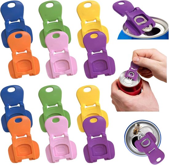Handmatige Easy Can Opener, 6Pack Soda Beer Blikopener & Drank Kan Cover Protector, Kleurrijke Drink Blik Protector Cap voor Cola, Bier, Frisdrank, Drinken Aluminium Drank (6 stuks