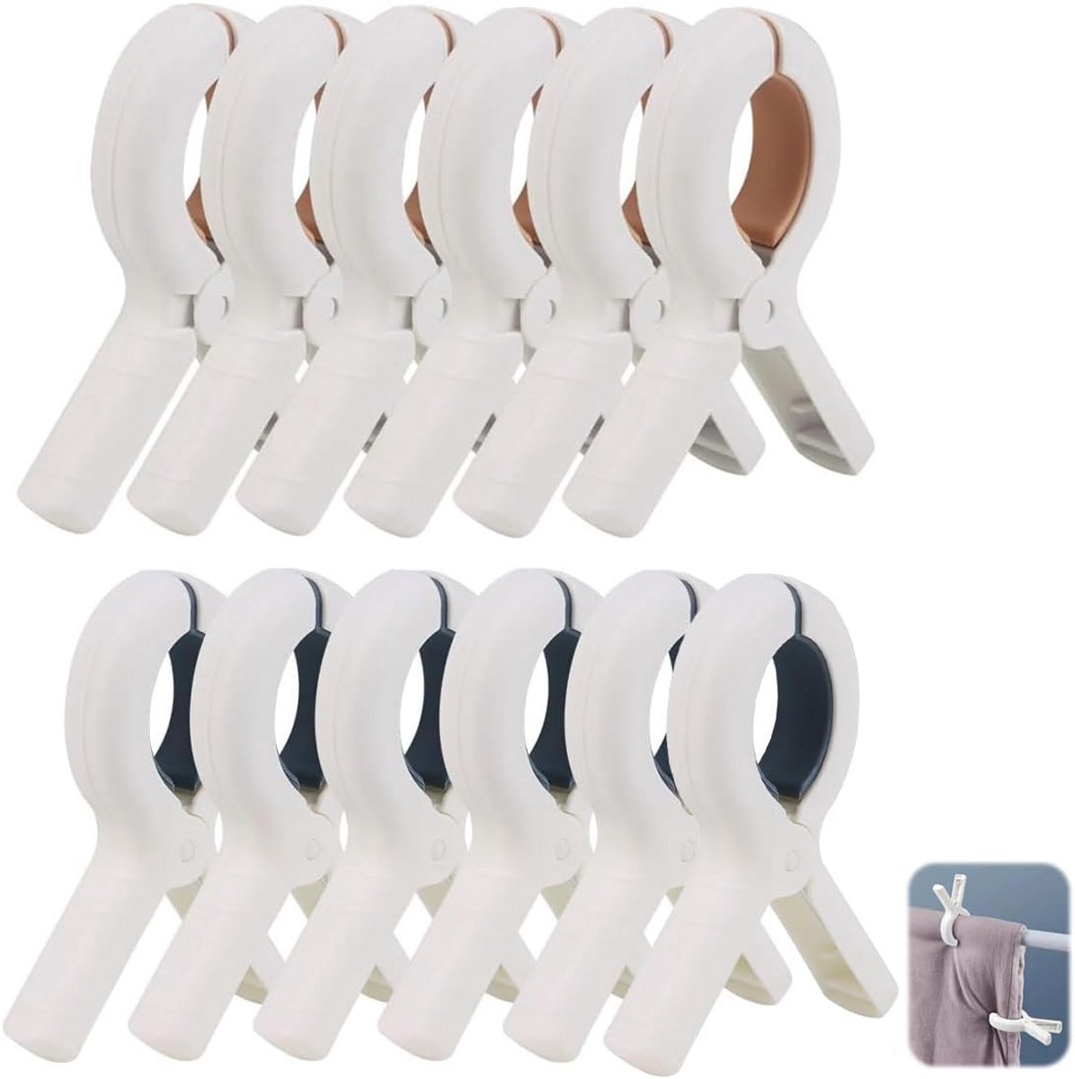 12 Stuks Handdoekklemmen voor Strandstoelen – Sterke Winddichte Kunststof Clips voor Stran
