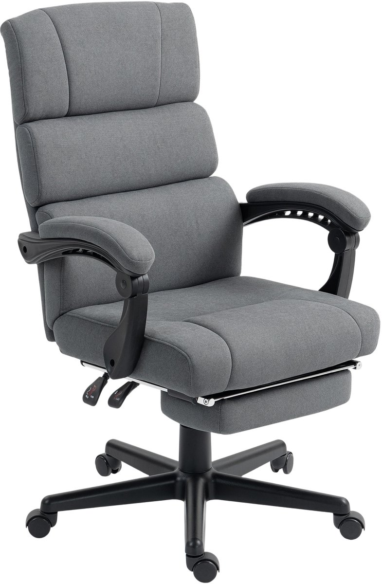 HOMCOM Bureaustoel Polyester 68,5L x 56B x 105-115H cm Donkergrijs
