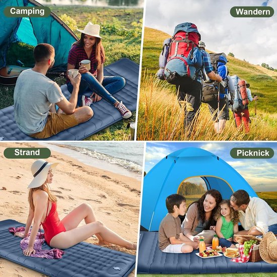 Unyqoos® Zelfopblazend campingmatras met geïntegreerd kussen en voetpomp voor outdoor comfort van Merkloos — afbeelding 2