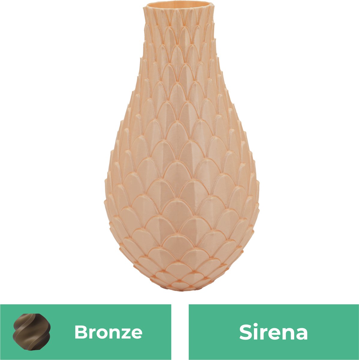 Lovora Sirena design vaas – Decoratieve vaas - Brons - 3d geprinte vaas – geschikt voor droogbloemen - 20CM