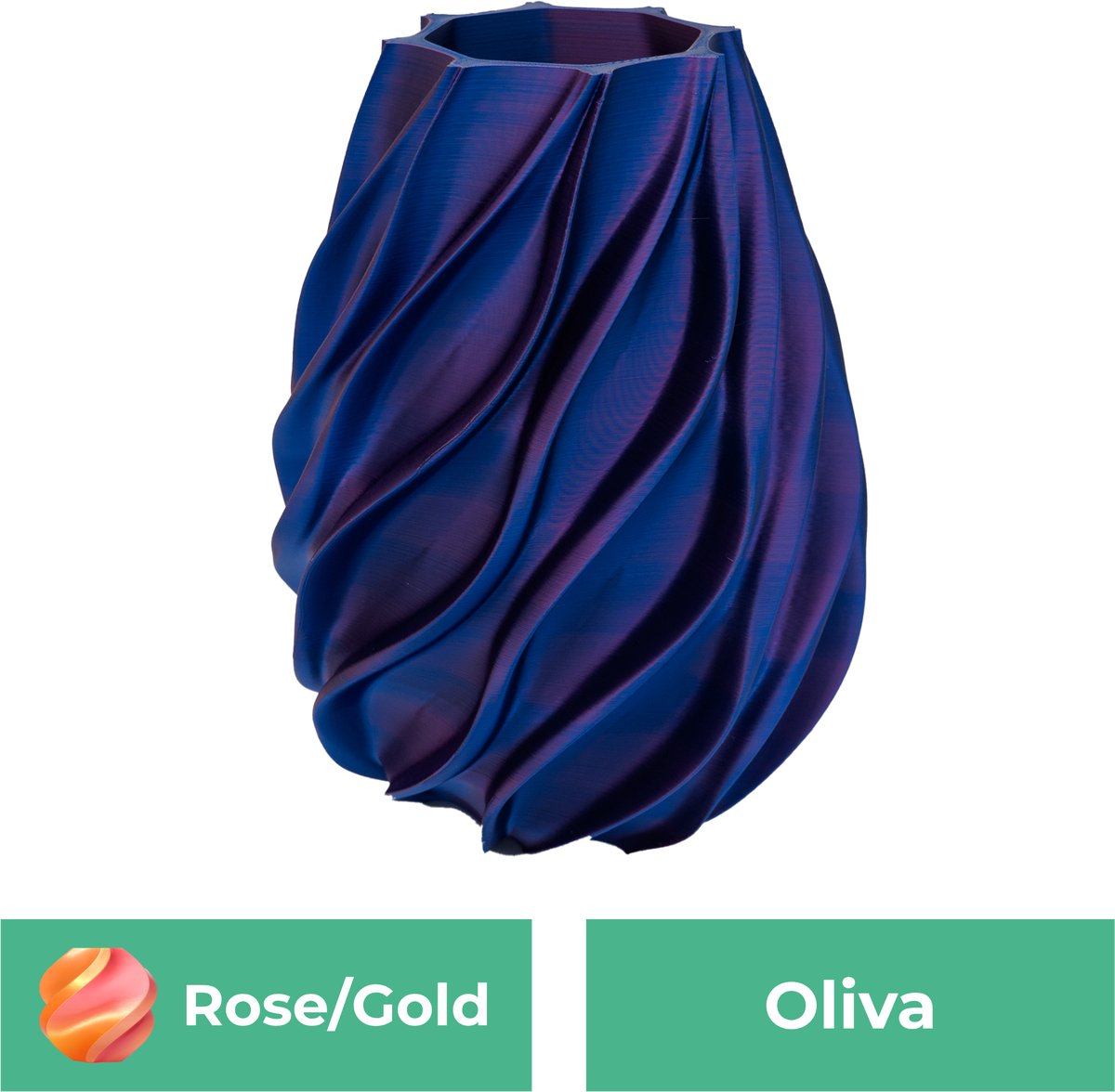 Lovora Oliva organische vaas – Decoratieve vaas - Roze / Goud - 3d geprinte vaas – geschikt voor droogbloemen - 25CM
