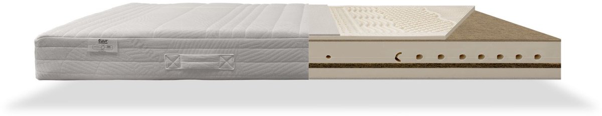 Tuur - Original Plus Matras 80x200 cm - 100% Natuurlatex Ergonomisch Matras - Dual Comfort Zacht-Stevig - Biokatoen Wol - Eenpersoons