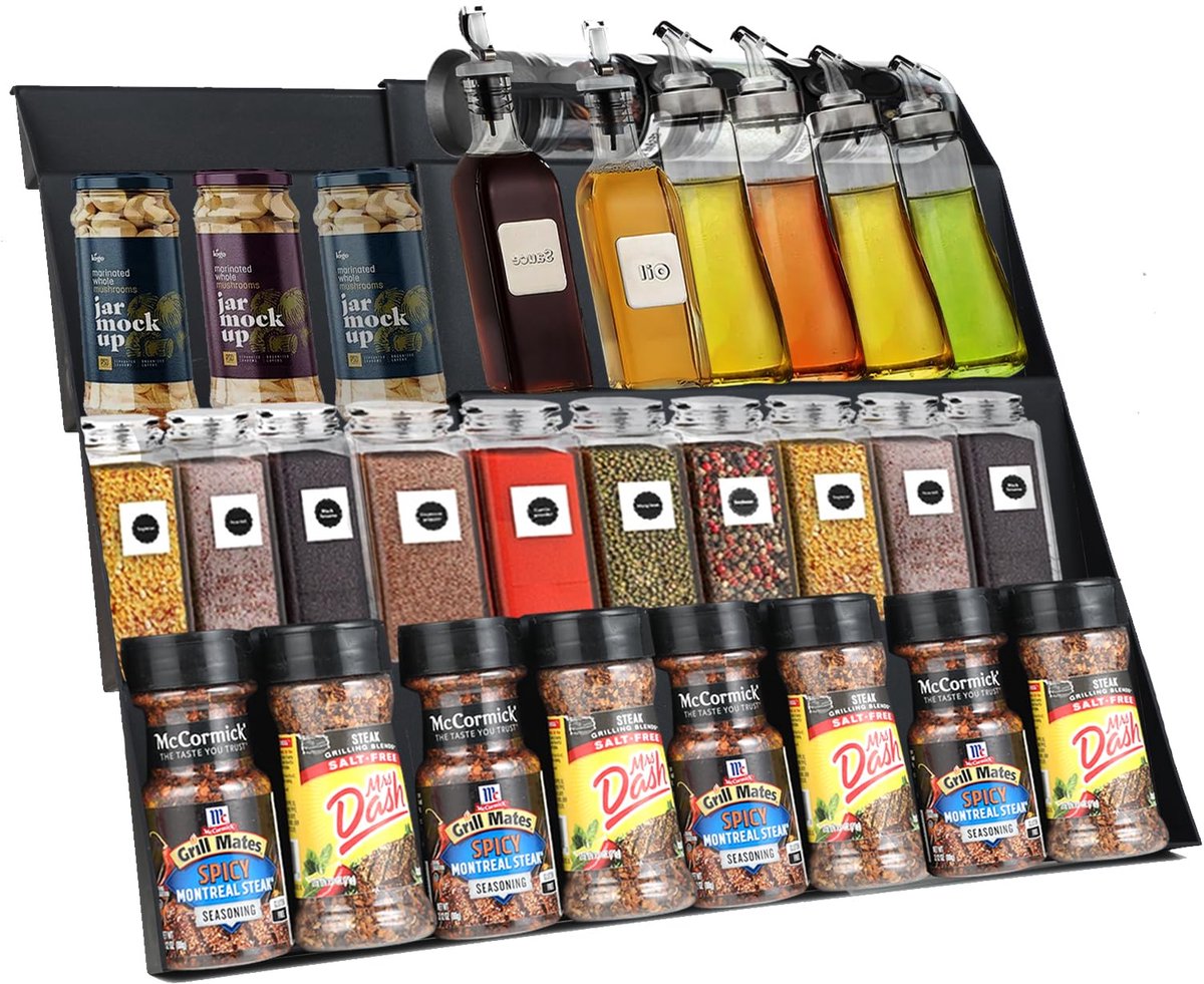 Unyqoos® Verstelbare kruidenlade organizer met vier niveaus voor een opgeruimde keuken