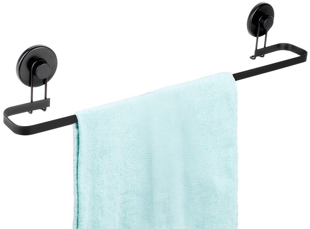 Bathroom Solutions - Handdoekenrek - Zwart - Metalen Constructie - Zuignapbevestiging