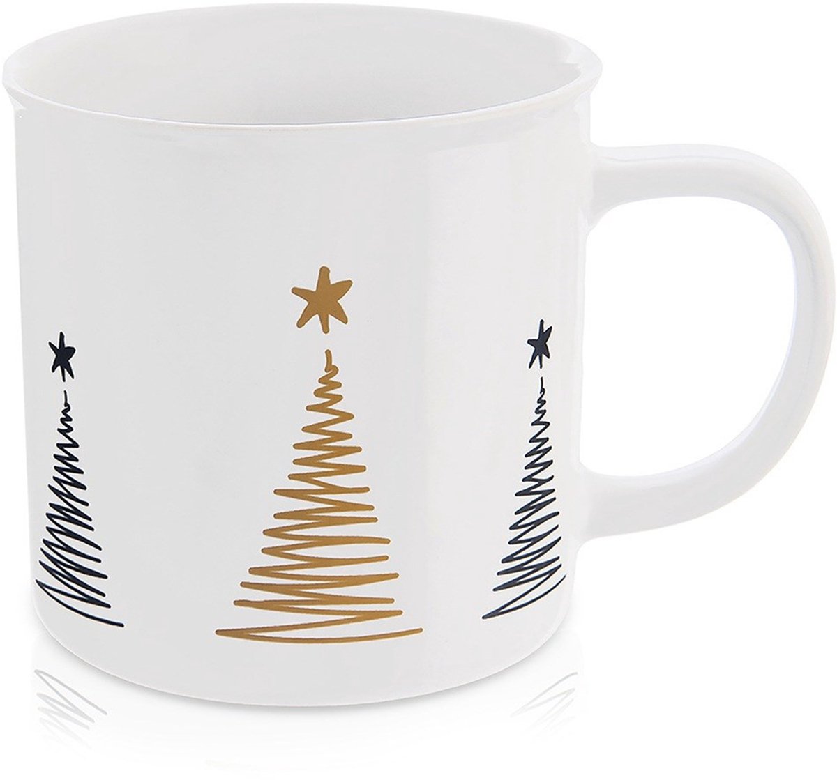 Orion - Keramische Mok - 500 ml - Witte Kleur - Kerstboom Design