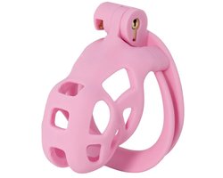 Hidden Desire - Kuisheidskooi - Penis Cage - P-Cage - Kunststof Kuisheidskooi - Chastity - Penis Kooi Roze - Kuisheidkooi met 4 Ringmaten - Penis Prison Cock Cage - Verkrijgbaar in 4 Lengtes - Male Chastity Cages - Maat S - 8 cm - Roze