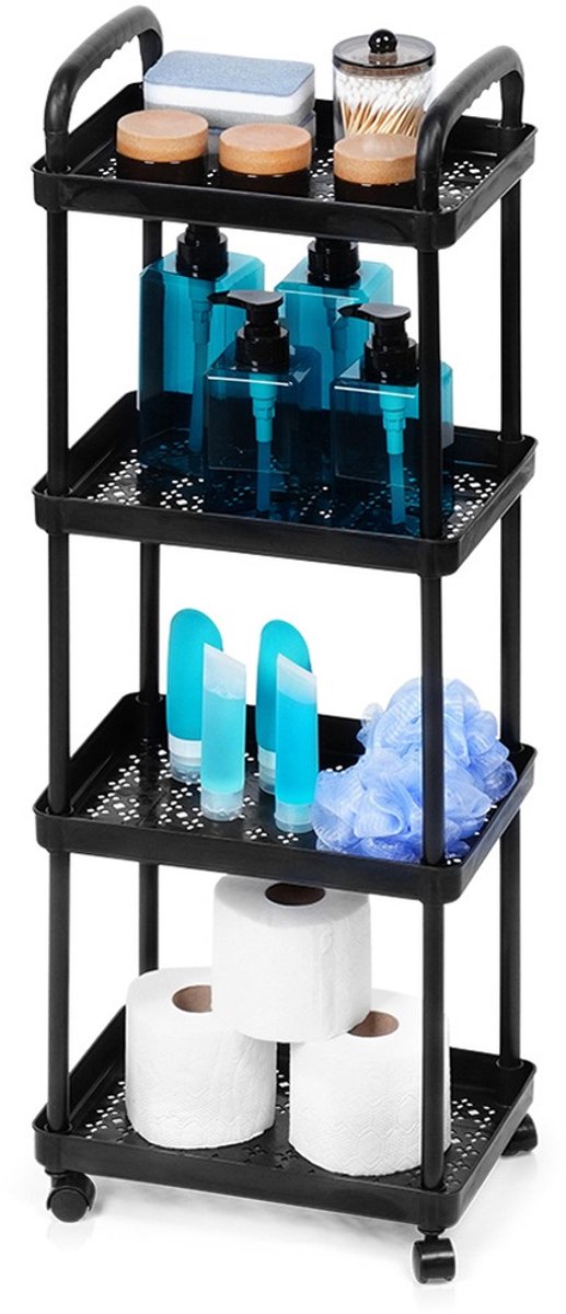 Vilde - Mobiele Opbergrek - 4 Niveau's - Zwart - 30x21x86 cm