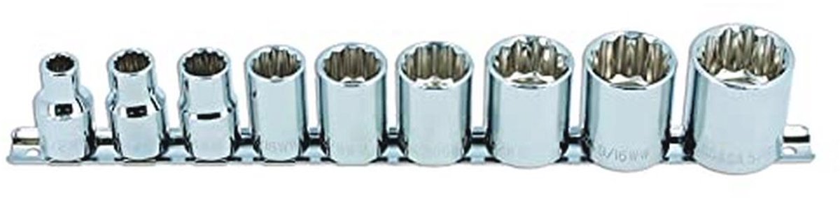 9-delig Dopsleutelassortiment voor Whitworth 1/2"