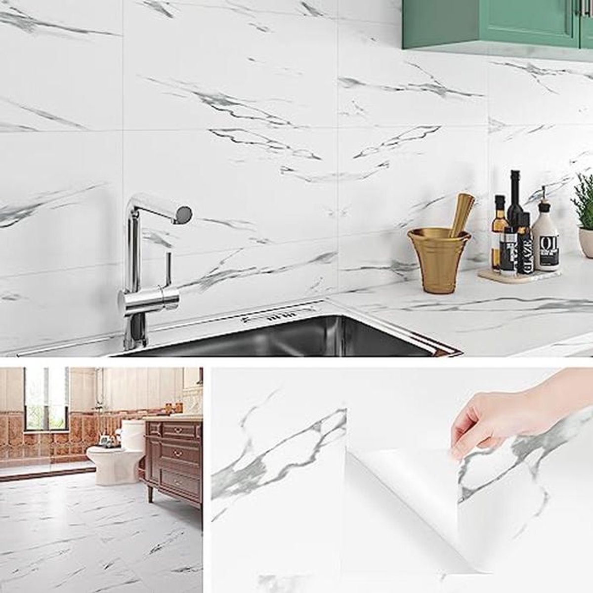 Waterdichte Marmeren Tegelstickers voor Keuken en Badkamer - Zelfklevende Wandtegels 60x30