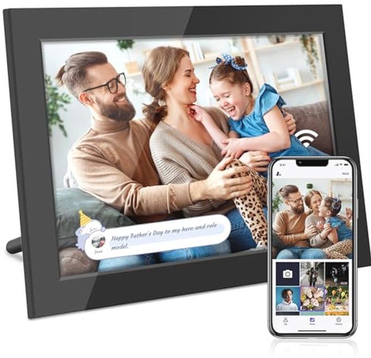 Digitale fotolijst 10,1 inch met 32 GB geheugen en IPS-HD-touchscreen
