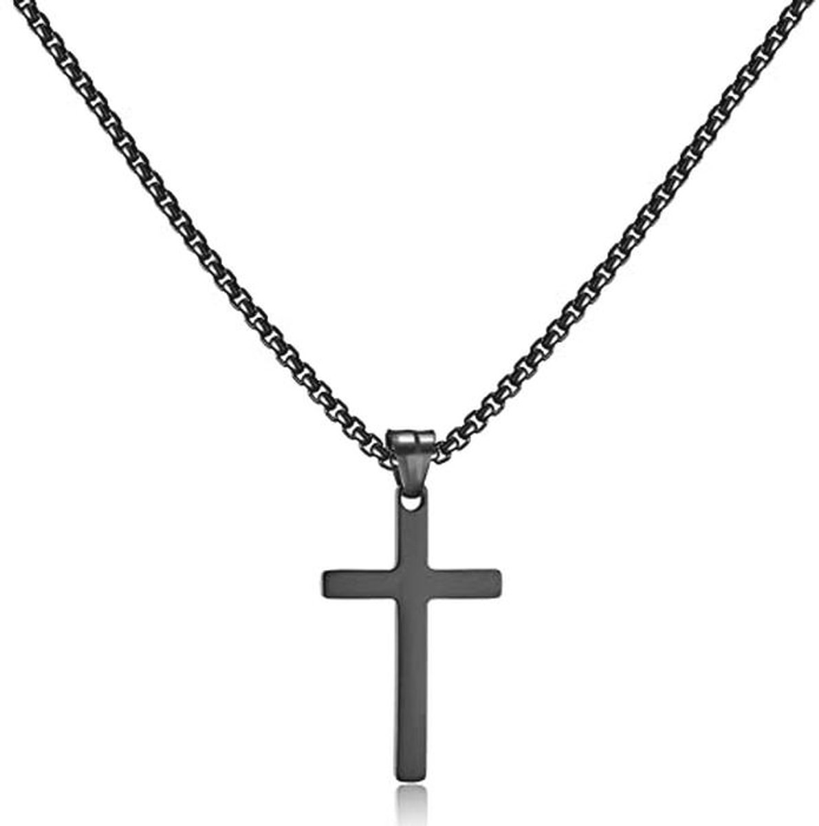 Heren Halsketting met Kruis - Gouden-Zilveren Christelijke Sieraden in Roestvrij Staal