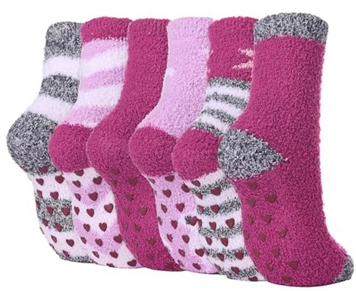 Warme en Zachte Fleece Sokken voor Dames – 6 Paar Antislip Sokken voor Thuis