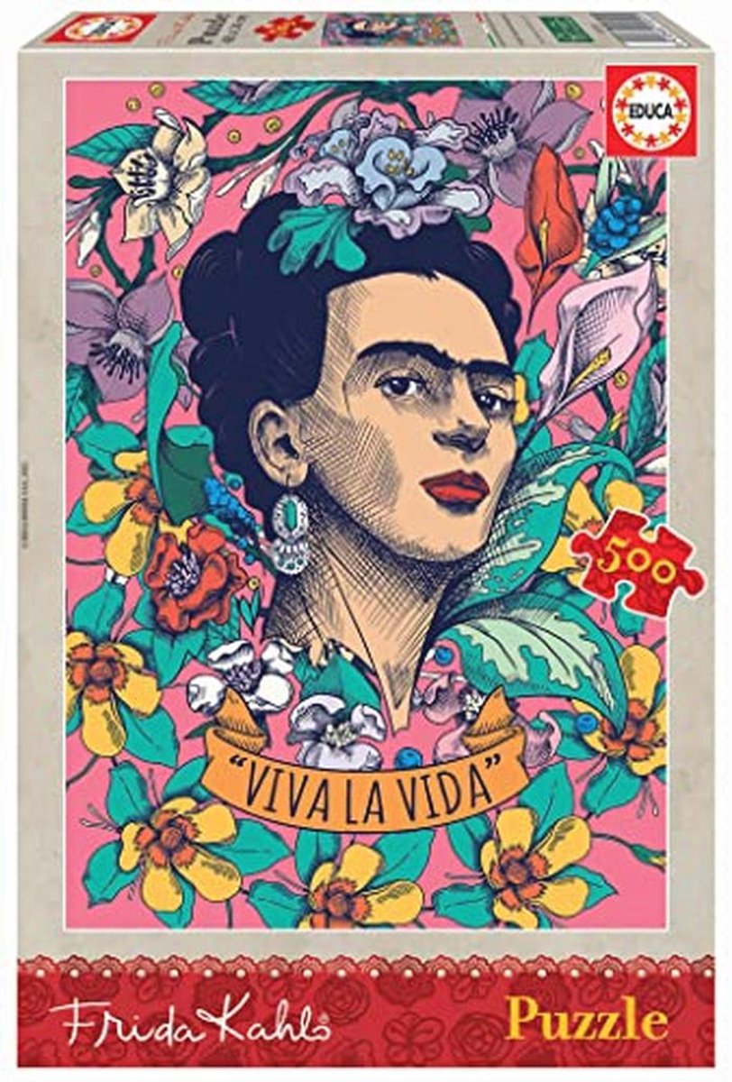Frida Kahlo Puzzel 500 Stukjes voor Volwassenen – Inclusief Fix-puzzellijm, 34 x 48 cm