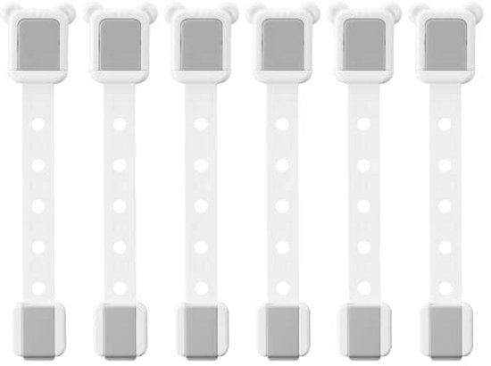 Septeamay 10 stuks kinderbeveiliging voor kasten en laden, ladebeveiliging voor baby's en kinderen, voor deur, kasten, koelkast, kastslot met 3M lijm zonder boren, wit