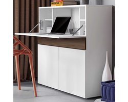 TemaHome - Bureau/opbergkast Fox 110cm - wit/walnoot