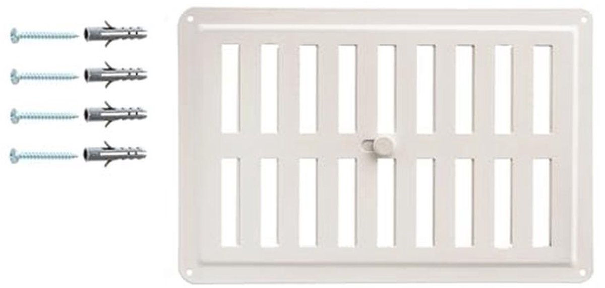 Verstelbaar Metalen Ventilatierooster 23x15 cm – Poedercoated voor Huizen en Tuinhuisjes