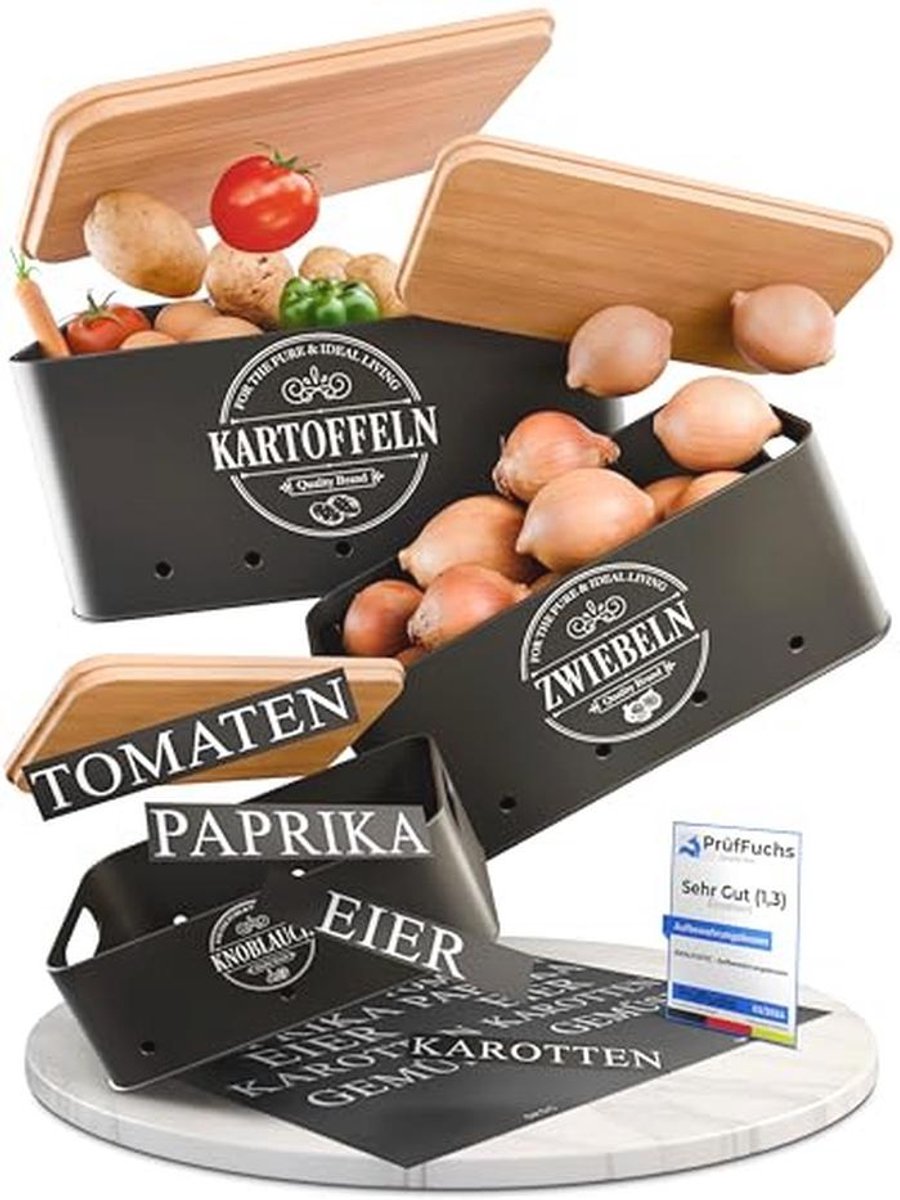 Houten Keukenopslag voor Aardappelen, Uien en Knoflook