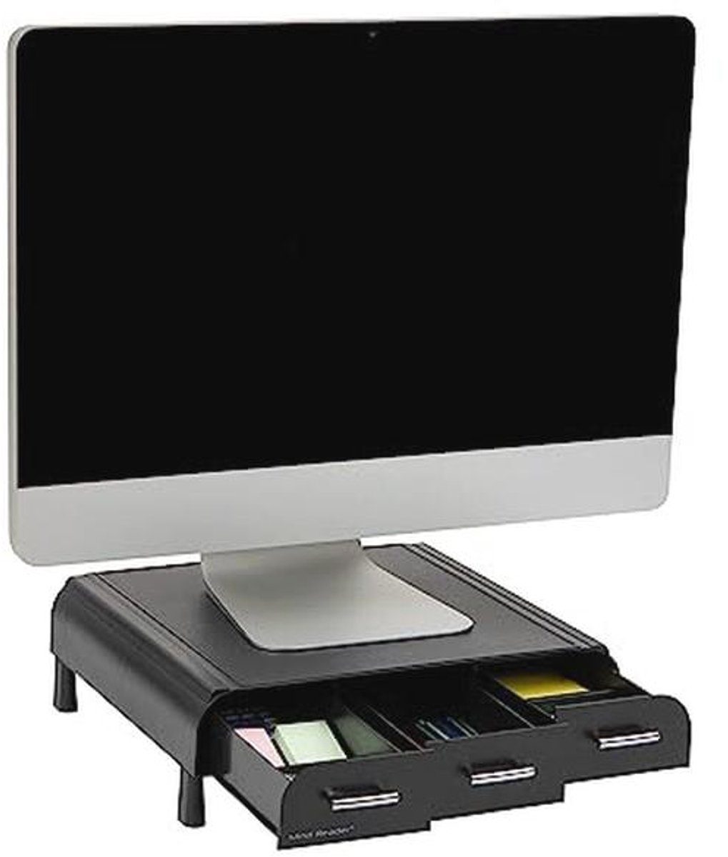 Multifunctionele Monitorverhoger en Bureau Organizer met 10 Vakken - Zwart