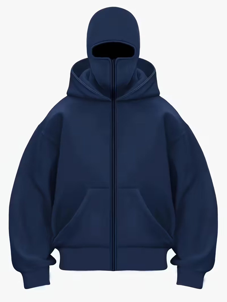 ANTI SOCIAL Ninja Hoodie Vest | M | Volledig Dichtritsbare Bivakmuts Capuchon Trui | Winddichte Hooded Oversized Sweatshirt Met Masker | Unisex | Full Zip | Oversized Fit